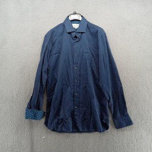 Ted Baker Shirt Mens 15.5‎ 34/35 Blue Pinstripe Flip Cuff Evening Endurance